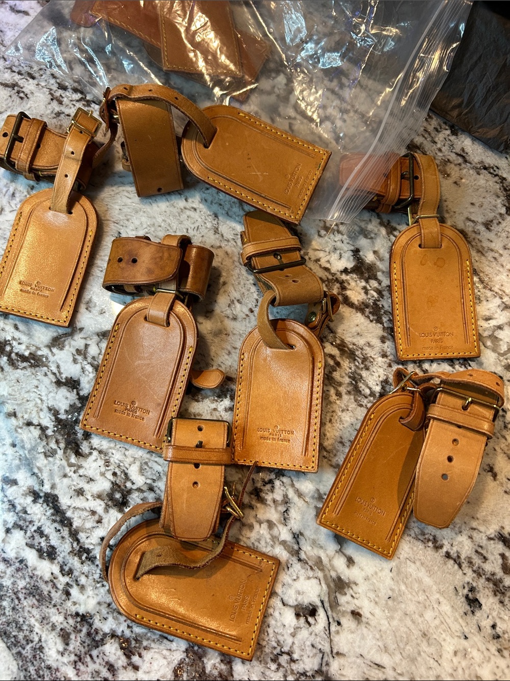 Louis Vuitton Brown Leather Luggage Tags & Straps Set